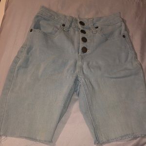 Distressed four button Jean shorts